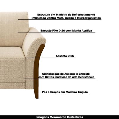 Kit 2 Poltronas Decorativas Pés em Madeira Market Linho Champagne - Gran Belo