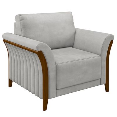 Kit 2 Poltronas Decorativas Pés em Madeira Market Veludo Cinza - Gran Belo