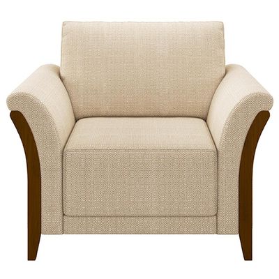 Poltrona Decorativa Pés em Madeira Market Linho Champagne - Gran Belo
