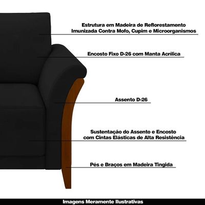 Poltrona Decorativa Pés em Madeira Market Veludo Preto - Gran Belo
