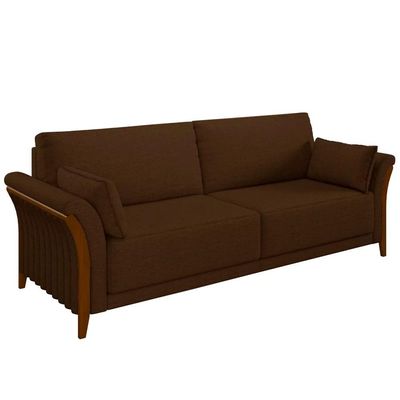 Sofá Decorativo 3 Lugares 222cm Market Veludo Marrom - Gran Belo