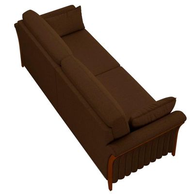 Sofá Decorativo 3 Lugares 222cm Market Veludo Marrom - Gran Belo