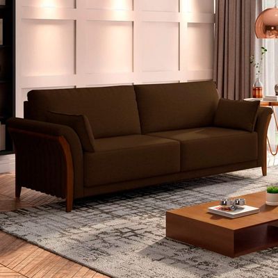 Sofá Decorativo 3 Lugares 222cm Market Veludo Marrom - Gran Belo