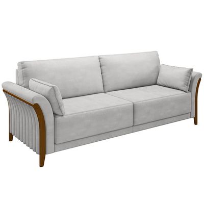Sofá Decorativo 3 Lugares 222cm Market Veludo Cinza - Gran Belo