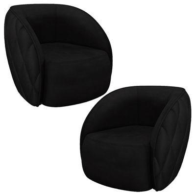 Kit 2 Poltronas Decorativas Clarke Veludo Preto - Gran Belo