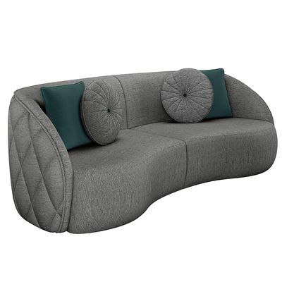 Sofá Decorativo 318cm com Almofadas Redondas Clarke Linho Chumbo - Gran Belo
