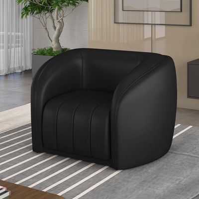 Kit 2 Poltronas Decorativas Sala de Estar Adam PU Preto G45 - Gran Belo