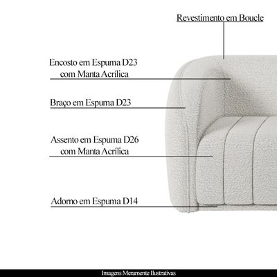 Poltrona Decorativa Sala de Estar Adam Boucle Branco G45 - Gran Belo