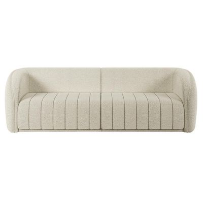 Sofá Decorativo Sala de Estar 252cm Adam 3 Lugares Boucle Off White G45 - Gran Belo