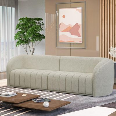 Sofá Decorativo Sala de Estar 292cm Adam 4 Lugares Boucle Off White G45 - Gran Belo