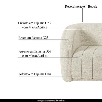 Conjunto Sala de Estar Sofá 292cm 4 Lugares e Poltrona Adam Boucle Off White G45 - Gran Belo