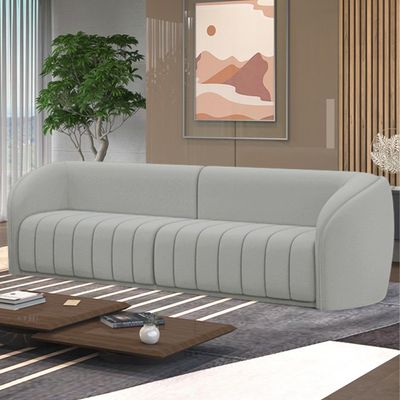 Sofá Decorativo Sala de Estar 332cm Adam 4 Lugares Veludo Cinza Claro G45 - Gran Belo