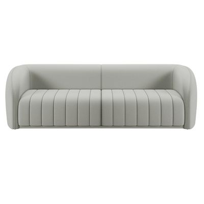 Sofá Decorativo Sala de Estar 332cm Adam 4 Lugares Veludo Cinza Claro G45 - Gran Belo