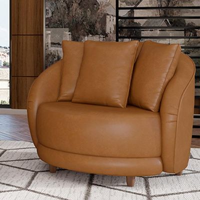 Kit 2 Poltronas Decorativas Base Fixa Galáxia com Almofadas PU Caramelo G45 - Gran Belo