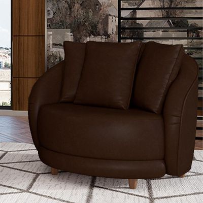 Kit 2 Poltronas Decorativas Base Fixa Galáxia com Almofadas PU Marrom G45 - Gran Belo