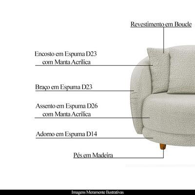 Poltrona Decorativa Base Fixa Galáxia com Almofadas Boucle Off White G45 - Gran Belo