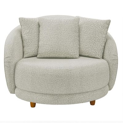 Poltrona Decorativa Base Fixa Galáxia com Almofadas Boucle Off White G45 - Gran Belo