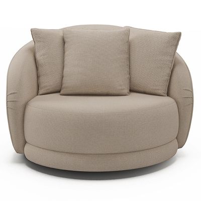 Poltrona Decorativa Base Giratória Galáxia com Almofadas Linho Off White G45 - Gran Belo
