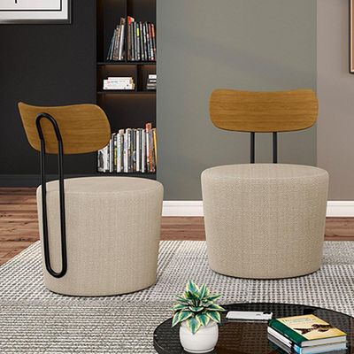 Kit 2 Poltronas Decorativas Addams Linho Champagne - Gran Belo