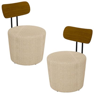 Kit 2 Poltronas Decorativas Addams Linho Champagne - Gran Belo