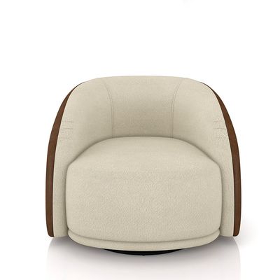 Kit 2 Poltronas Decorativas Jenny Base Giratória em Metal Preto Bouclê Off White/Marrom G45 - Gran Belo