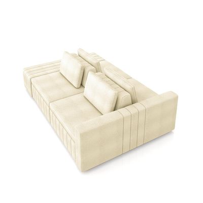 Sofá Ilha com Encosto e Almofadas Móveis Olimpo 265cm Modulado Bouclê Off White G45 - Gran Belo