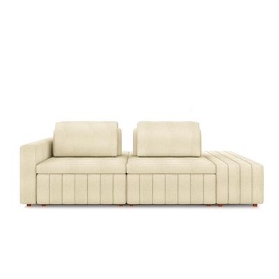 Sofá Ilha com Encosto e Almofadas Móveis Olimpo 265cm Modulado Bouclê Off White G45 - Gran Belo