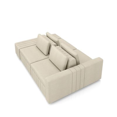 Sofá Ilha com Encosto e Almofadas Móveis Olimpo 265cm Modulado Linho Bege G45 - Gran Belo
