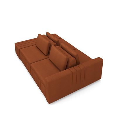 Sofá Ilha com Encosto e Almofadas Móveis Olimpo 285cm Modulado Linho Terracota G45 - Gran Belo