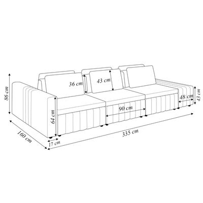 Sofá Ilha com Encosto e Almofadas Móveis Olimpo 335cm Modulado Linho/PU Bege/Marrom G45 - Gran Belo