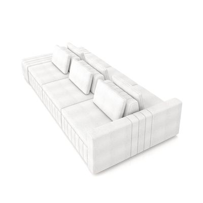 Sofá Ilha com Encosto e Almofadas Móveis Olimpo 365cm Modulado Bouclê Branco G45 - Gran Belo