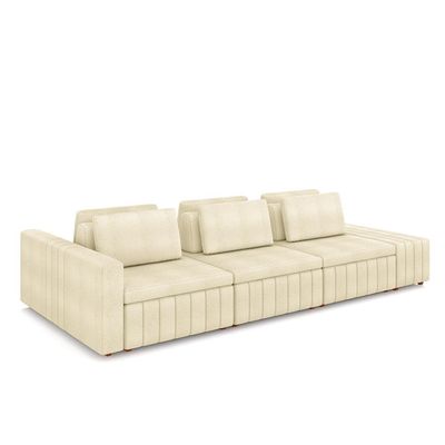 Sofá Ilha com Encosto e Almofadas Móveis Olimpo 365cm Modulado Bouclê Off White G45 - Gran Belo