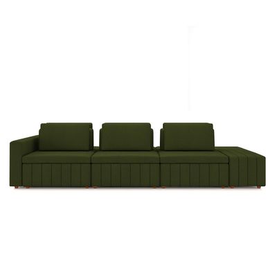 Sofá Ilha com Encosto e Almofadas Móveis Olimpo 365cm Modulado Linho Verde G45 - Gran Belo