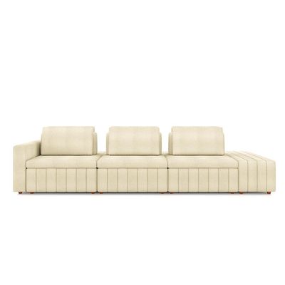 Sofá Ilha com Encosto e Almofadas Móveis Olimpo 395cm Modulado Bouclê Off White G45 - Gran Belo