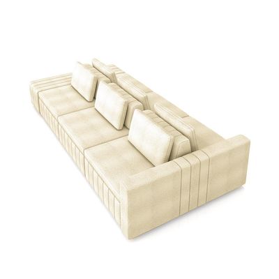 Sofá Ilha com Encosto e Almofadas Móveis Olimpo 395cm Modulado Bouclê Off White G45 - Gran Belo