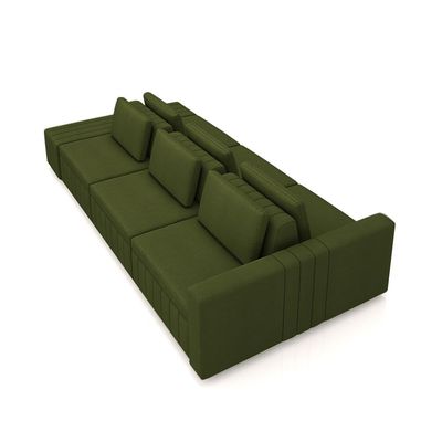 Sofá Ilha com Encosto e Almofadas Móveis Olimpo 395cm Modulado Linho Verde G45 - Gran Belo