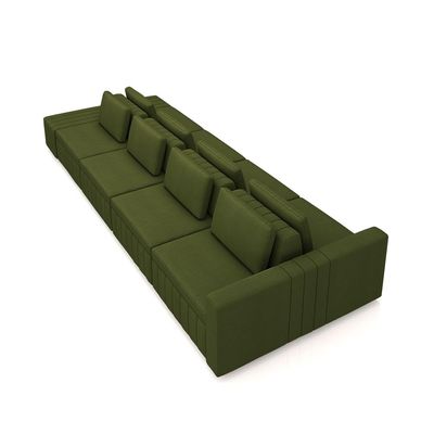 Sofá Ilha com Encosto e Almofadas Móveis Olimpo 425cm Modulado Linho Verde G45 - Gran Belo