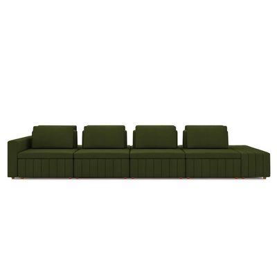 Sofá Ilha com Encosto e Almofadas Móveis Olimpo 425cm Modulado Linho Verde G45 - Gran Belo
