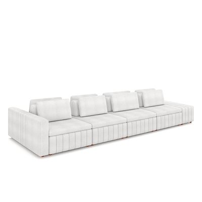 Sofá Ilha com Encosto e Almofadas Móveis Olimpo 465cm Modulado Bouclê Branco G45 - Gran Belo