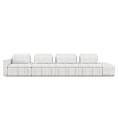 Sofá Ilha com Encosto e Almofadas Móveis Olimpo 465cm Modulado Bouclê Branco G45 - Gran Belo