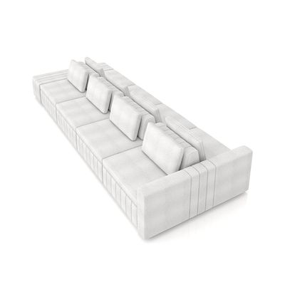 Sofá Ilha com Encosto e Almofadas Móveis Olimpo 465cm Modulado Bouclê Branco G45 - Gran Belo