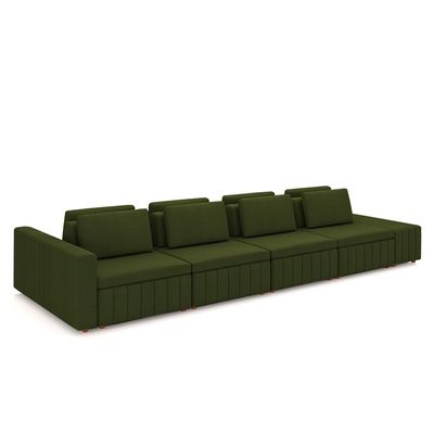 Sofá Ilha com Encosto e Almofadas Móveis Olimpo 465cm Modulado Linho Verde G45 - Gran Belo