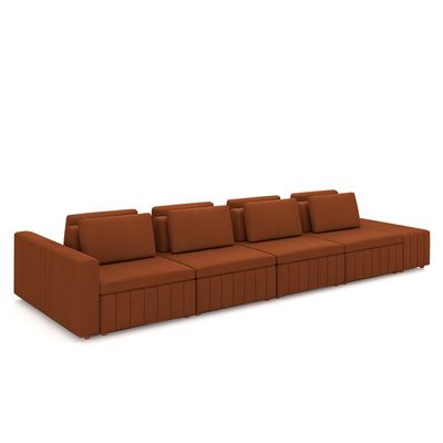 Sofá Ilha com Encosto e Almofadas Móveis Olimpo 465cm Modulado Linho Terracota G45 - Gran Belo