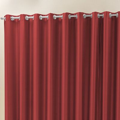 Cortina Madri 2,00m x 1,70m Vermelha Liso Tecido Semi Blackout Para Sala Quarto