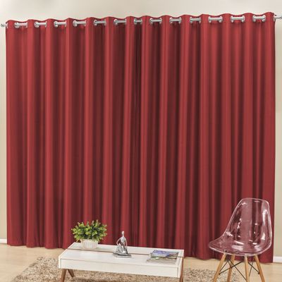 Cortina Madri 2,00m x 1,70m Vermelha Liso Tecido Semi Blackout Para Sala Quarto