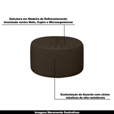 Kit 2 Puffs Decorativos Sala De Estar Round Veludo Marrom - Gran Belo