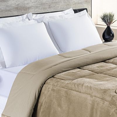 Coberdrom Hot Quente Casal Queen Malha 140g 100% Algodão Manta Flannel  - Cáqui