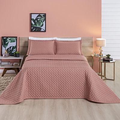 Kit Cobre Leito Espanha Casal King 03 Peças Micropercal 200 Fios Matelado White Line - Rosê