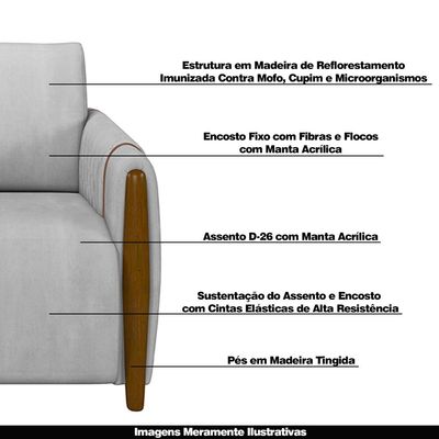 Kit 2 Poltronas Decorativas Pés Madeira Maceió Veludo Cinza - Gran Belo