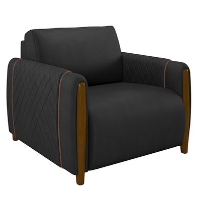 Conjunto Decorativo Poltrona e Sofá 223cm Maceió PU Preto - Gran Belo